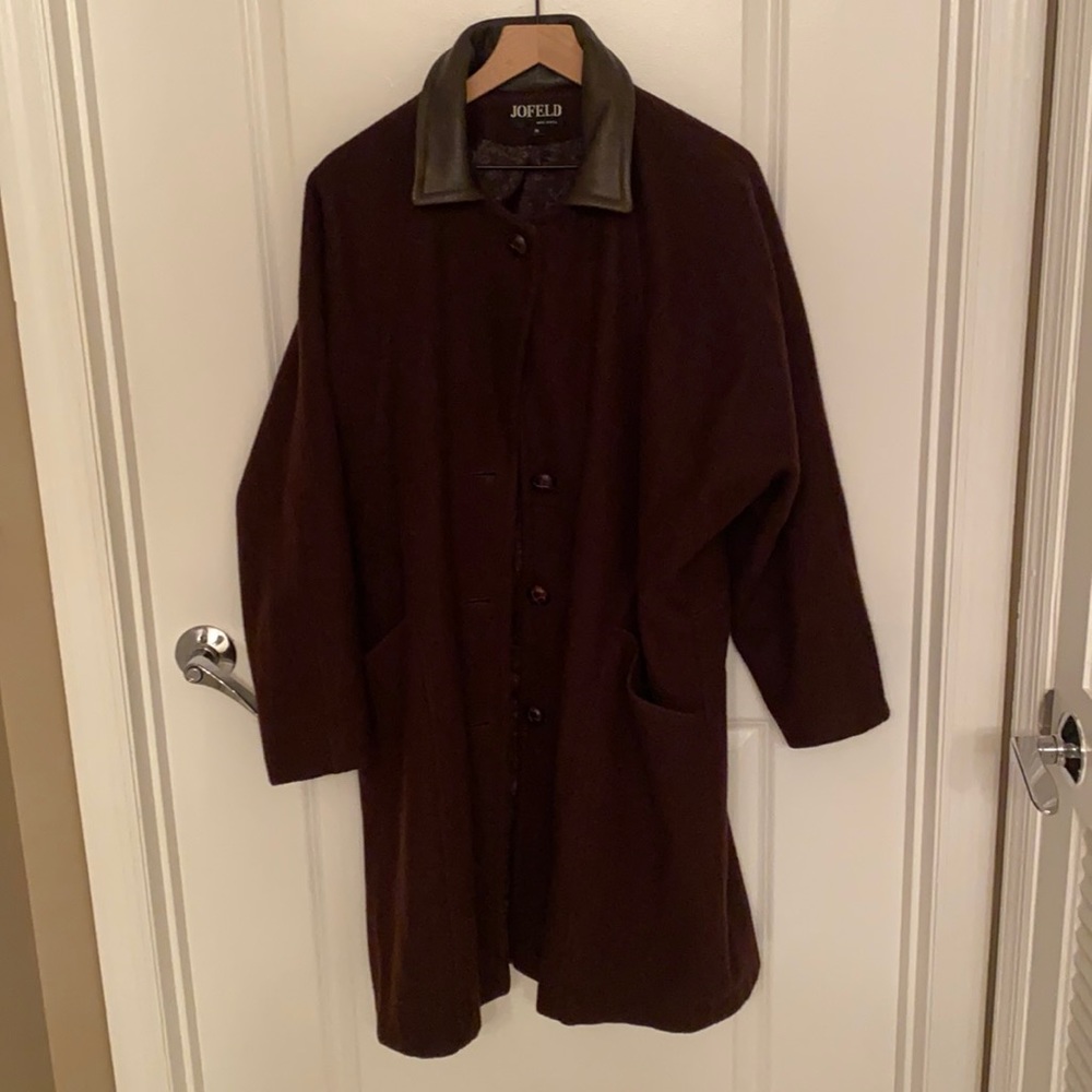 Jofeld Vintage Chocolate Brown 100% Wool Trench Coat